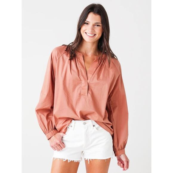 Joie terracotta color flowy lose fit 100% cotton blouse women's size small S - Picture 1 of 7
